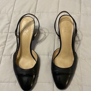 Slightly worn great condition Franco Sarto black sling back heels